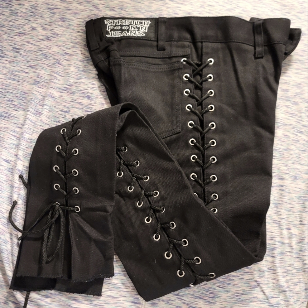 Lip Service Jeans, full leg lace up, 30waist